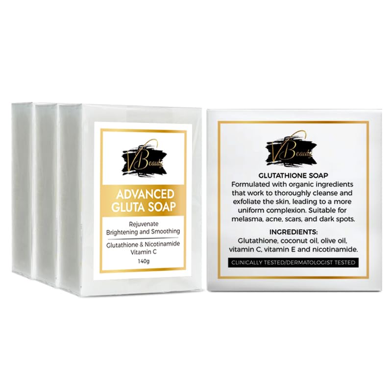 Packaging of Advanced Gluta Soap with product details on a white background