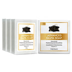 Two boxes of Advanced Gluta Soap with gold and black text on a white background