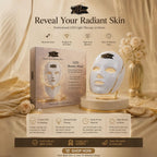 LED beauty mask with packaging on a beige background